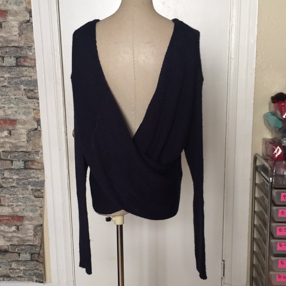 Forever 21 Blue Long Sleeve Knitted Top Sz XL - Picture 4 of 8